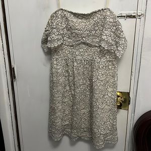 Black & white lace off the shoulder dress